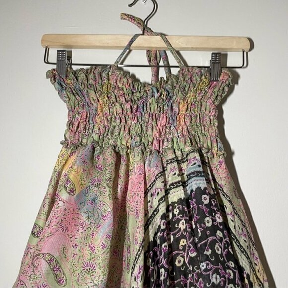 Boho 100% Silk Halterneck High Low Dress Free Size - Picture 3 of 8